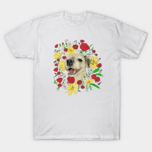 Border Terrier and Flowers in Colour T-Shirt